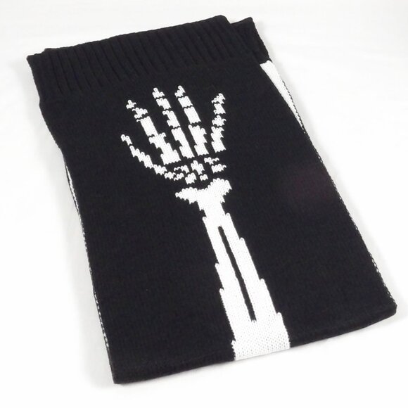 Black & White REVERSIBLE Skelton Arm Scarf NEW - Picture 2 of 7